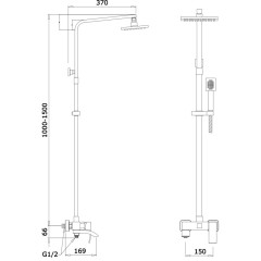 Душевая система Ganzer, рейлинг GZ44061, хром