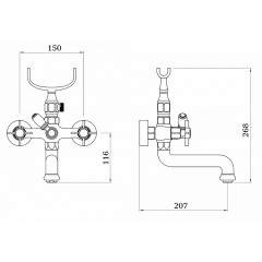 Смеситель для душа, двухвентильный, короткий излив Ganzer GZ15032-D, бронза