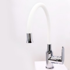 Смеситель для кухни, высокий Ganzer GZ22021-F, хром/белый