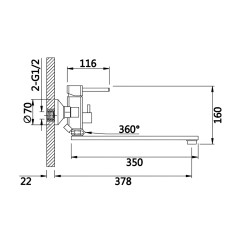 Смеситель для ванны (душевой набор) Ganzer GZ05041 RUPERT, c длинным гусаком, хром