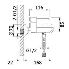 Смеситель для ванны (душевой набор) Ganzer GZ05031 RUPERT, хром