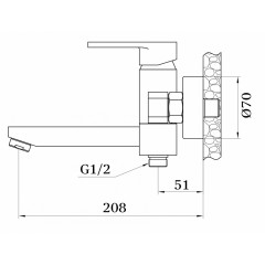 Смеситель для ванны (душевой набор) Ganzer GZ12032 STEFAN