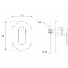 Смеситель для душа Ganzer GZ5101-D встраиваемый овальный SERENITY