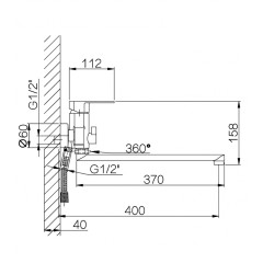 Смеситель для ванны (душевой набор) Ganzer GZ06041 BOLDER, c длинным гусаком