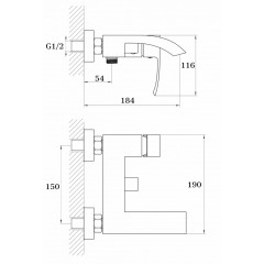 Смеситель для ванны (душевой набор) Ganzer GZ44032 (25032) RENATE