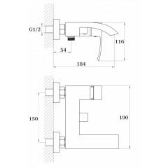 Смеситель для ванны (душевой набор) Ganzer GZ44032-F(25032-F) RENATE