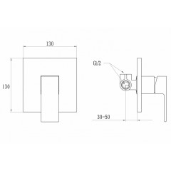 Смеситель для душа Ganzer GZ5103-Е встраиваемый квадратный SERENITY