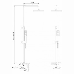 Душевая стойка Ganzer GZ12062-С, черный, хром