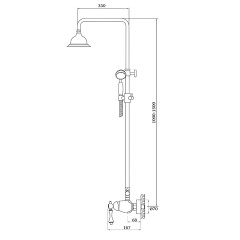Душевая система Ganzer, рейлинг, без излива GZ77060-E, золото