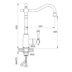 Смеситель для кухни, высокий Ganzer GZ 77021-Е, золото