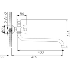 Смеситель для ванны (душевой набор) Ganzer GZ14041 ORELL, c длинным гусаком