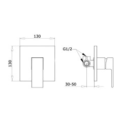 Смеситель скрытого монтажа квадратный Ganzer HAIGER GZ5203-D с гигиеническим душем