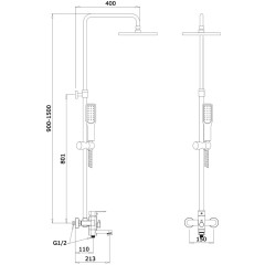 Душевая система Ganzer, рейлинг GZ06061-D(25066-D), бронза