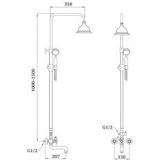 Душевая система Ganzer, рейлинг GZ15061-D, бронза
