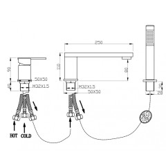Смеситель на борт ванны Grocenberg GB6008 черный