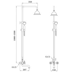 Душевая система Ganzer, рейлинг GZ 15061, хром
