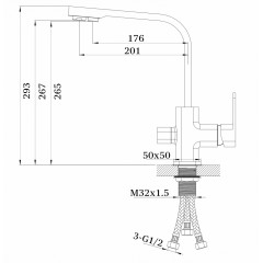 Смеситель для кухни с подключением к фильтру Ganzer GZ12025-G, сатин