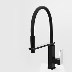 Смеситель для кухни с гибким пружинным изливом Ganzer GZ16037-C, черный