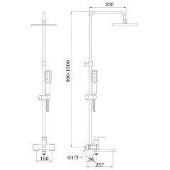 Душевая система Ganzer, рейлинг GZ28061-С, черный