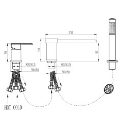 Смеситель на борт ванны Grocenberg GB6008-2 хром