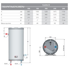 Бойлер косвенного нагрева ACV Comfort E 210 комбинированный, настенный, 06643001