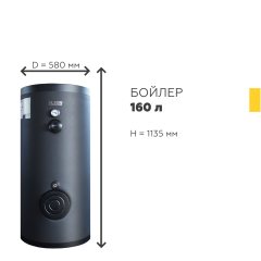 Бойлер косвенного нагрева ELSEN 160 л, EWH01.160 напольный (водонагреватель)