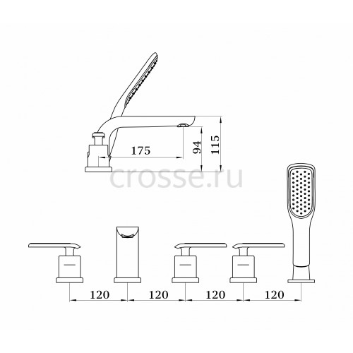 Смеситель для ванны (душевой набор) Ganzer HAIGER GZ52031