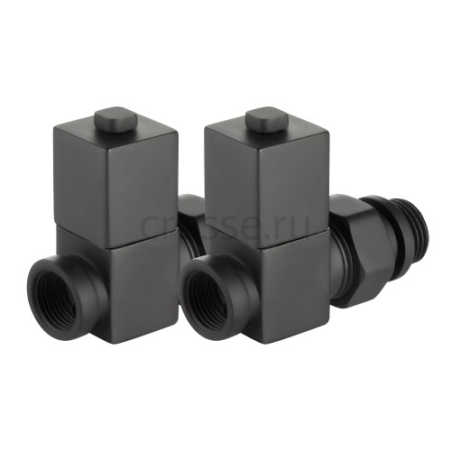 Набор дизайн-вентилей Royal Thermo CUBE 1/2 черный, RTE 56.0006, НС-1422575