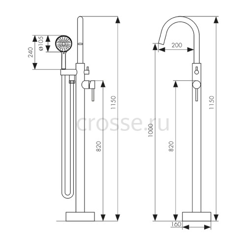Смеситель KAISER Merkur 26182 напольный для ванны