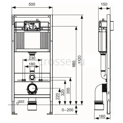 Инсталляция для унитаза TECE TECEprofil 9400407 застенный модуль (h = 1120 мм)