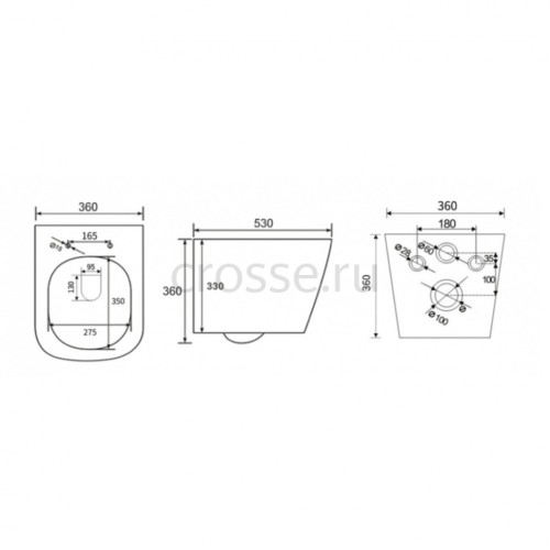 Инсталляция TECE Base K440407 + унитаз Ganzer GZ19321-C, безободковый