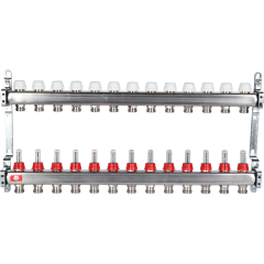 Коллектор Италия из нержавеющей стали с расходомерами на 13 контуров SMS 0917 000013