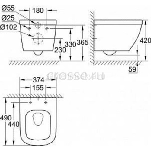 Инсталляция GROHE Rapid SL 38775001, 4 в 1 с кнопкой смыв + Унитаз подвесной GROHE Euro Ceramic, 39206000