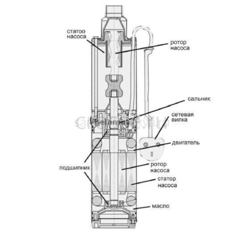 Скважинный винтовой насос Belamos SP 70/6 30 л/мин, Н-150 м, Ø-4 , каб.20 м