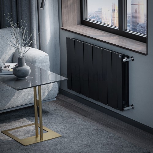 Радиатор биметаллический Royal Thermo Pianoforte 500 - 12 секций Noir Sable с боковым подключением