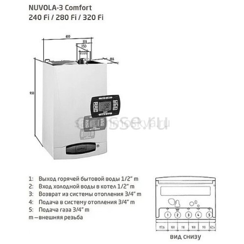 Газовый котел BAXI NUVOLA-3 Comfort 280 Fi CSB45728358, настенный, двухконтурный