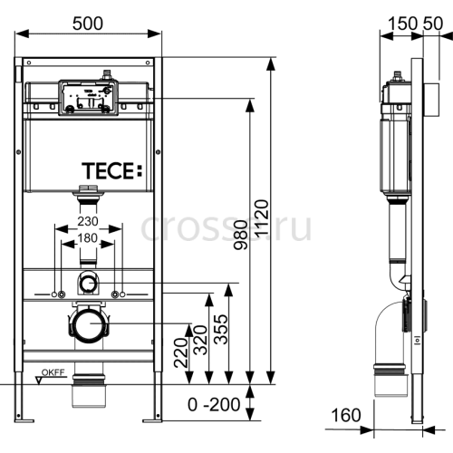 Инсталляция для унитаза ТЕСЕ TECEbase 2.0 9400412, 4 в 1 с панелью смыва TECEnow хром глянцевый