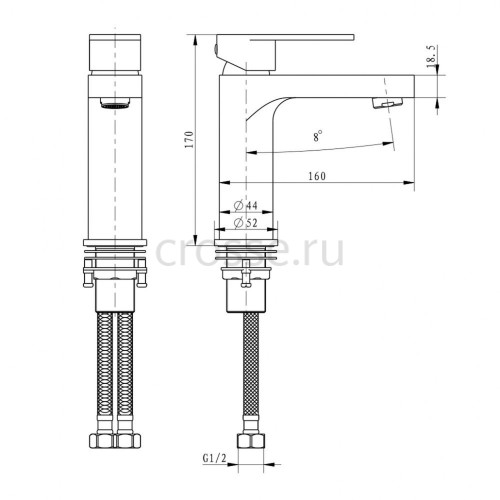 Смеситель для раковины Grocenberg GB1011BL черный матовый