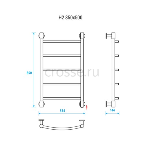 Электрический полотенцесушитель Energy H2 850х500