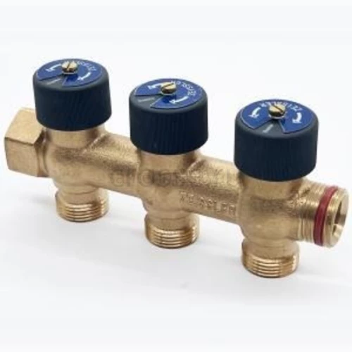 Регулирующий проходной коллектор Zeissler 3/4 х3/4 с 3 отводами ZSc.403 ...