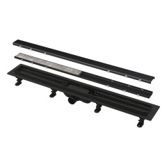 Водоотводящий желоб Alcaplast APZ19BLACK-550 с двухсторонней решеткой черный-матовый