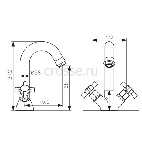 41011-1 Смеситель KAISER Cross для раковины