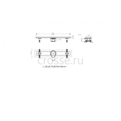 Душевой лоток Timo Drain Premium 900 мм DP-PG90-RS50 (DRY)
