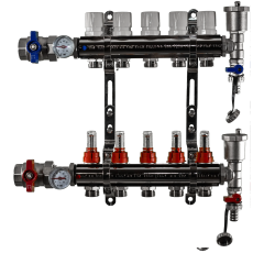 Коллектор Tim из латуни с расходомерами и кранами на 5 контура КA005